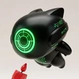 Dip, the black orb drone with a green radar eye