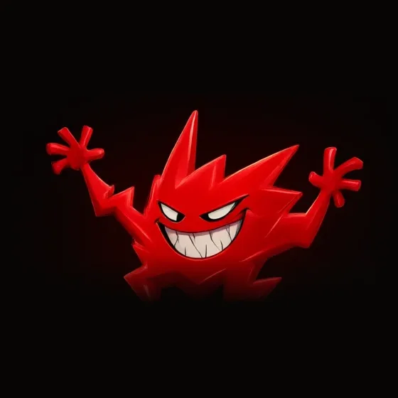 Spike, a jagged red lightning bolt, leaping at the top of a green candle